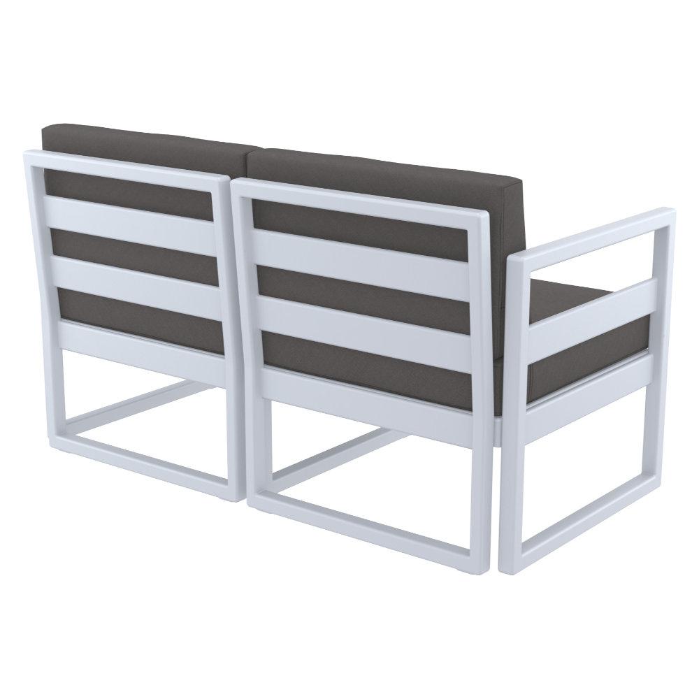 Mykonos Patio Loveseat Silver with Sunbrella Charcoal Cushion. Picture 2