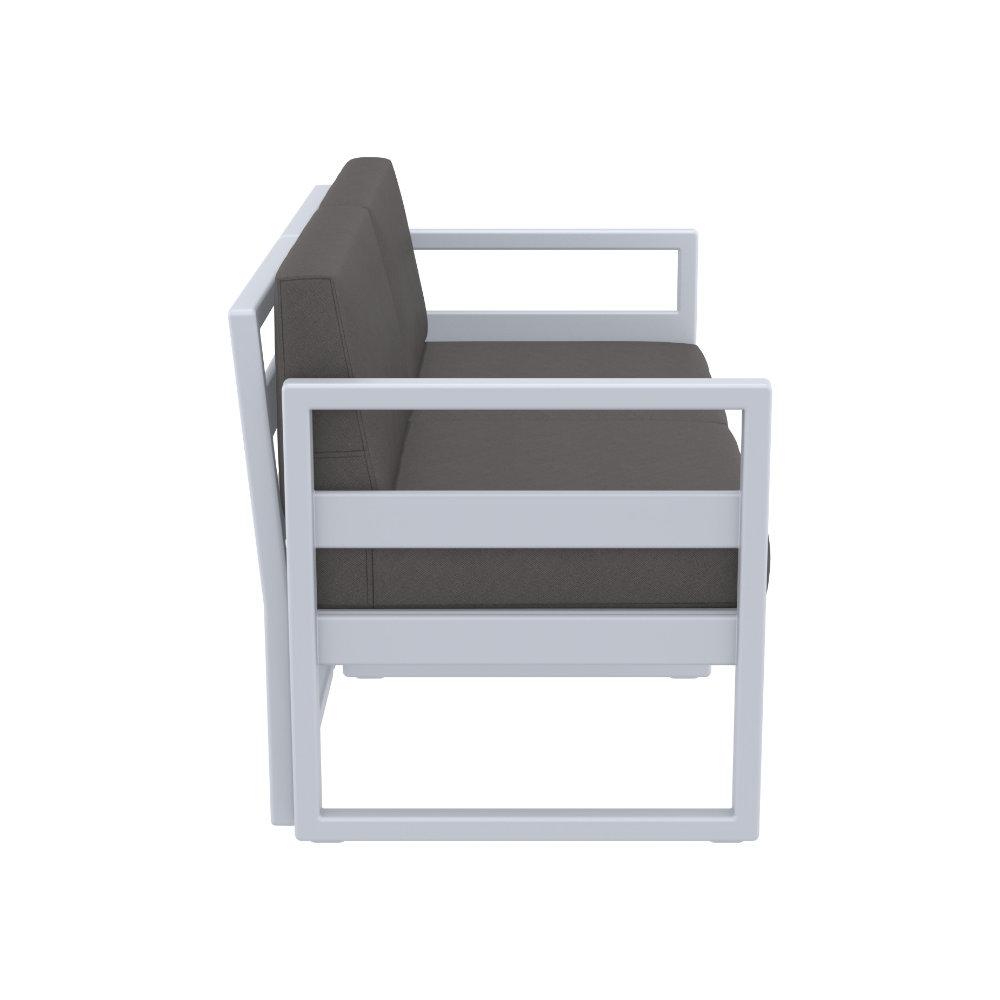 Mykonos Patio Loveseat Silver with Sunbrella Charcoal Cushion. Picture 4