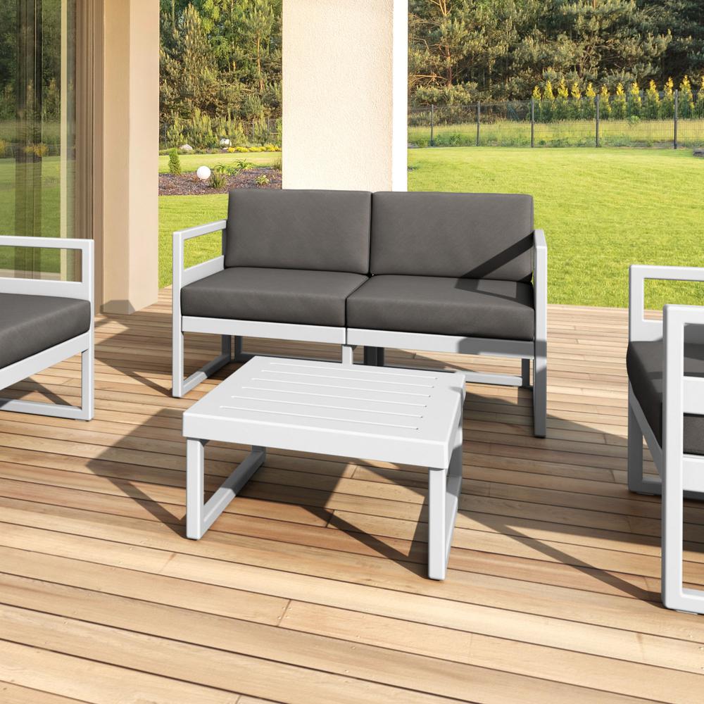 Mykonos Patio Loveseat Silver with Sunbrella Charcoal Cushion. Picture 6