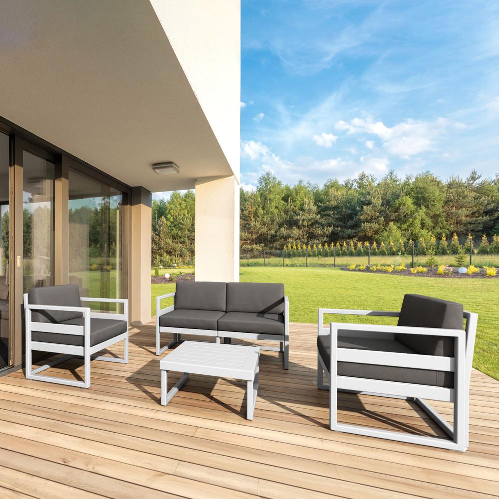 Mykonos Patio Loveseat Silver with Sunbrella Charcoal Cushion. Picture 7
