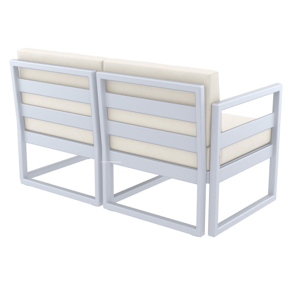 Mykonos Patio Loveseat Silver with Sunbrella Natural Cushion. Picture 2