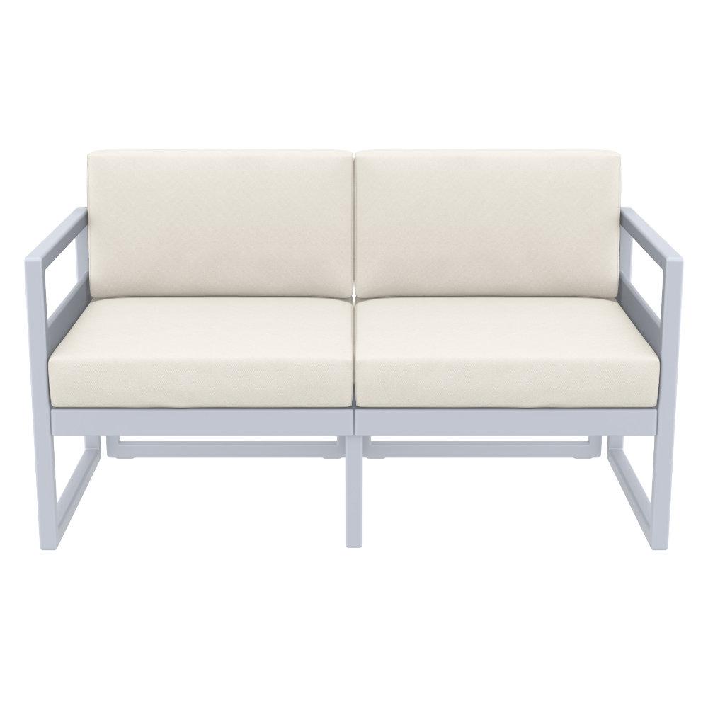 Mykonos Patio Loveseat Silver with Sunbrella Natural Cushion. Picture 3