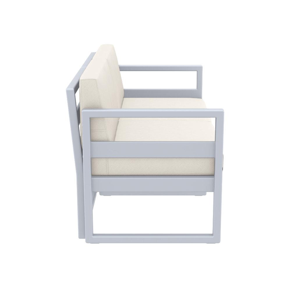 Mykonos Patio Loveseat Silver with Sunbrella Natural Cushion. Picture 4