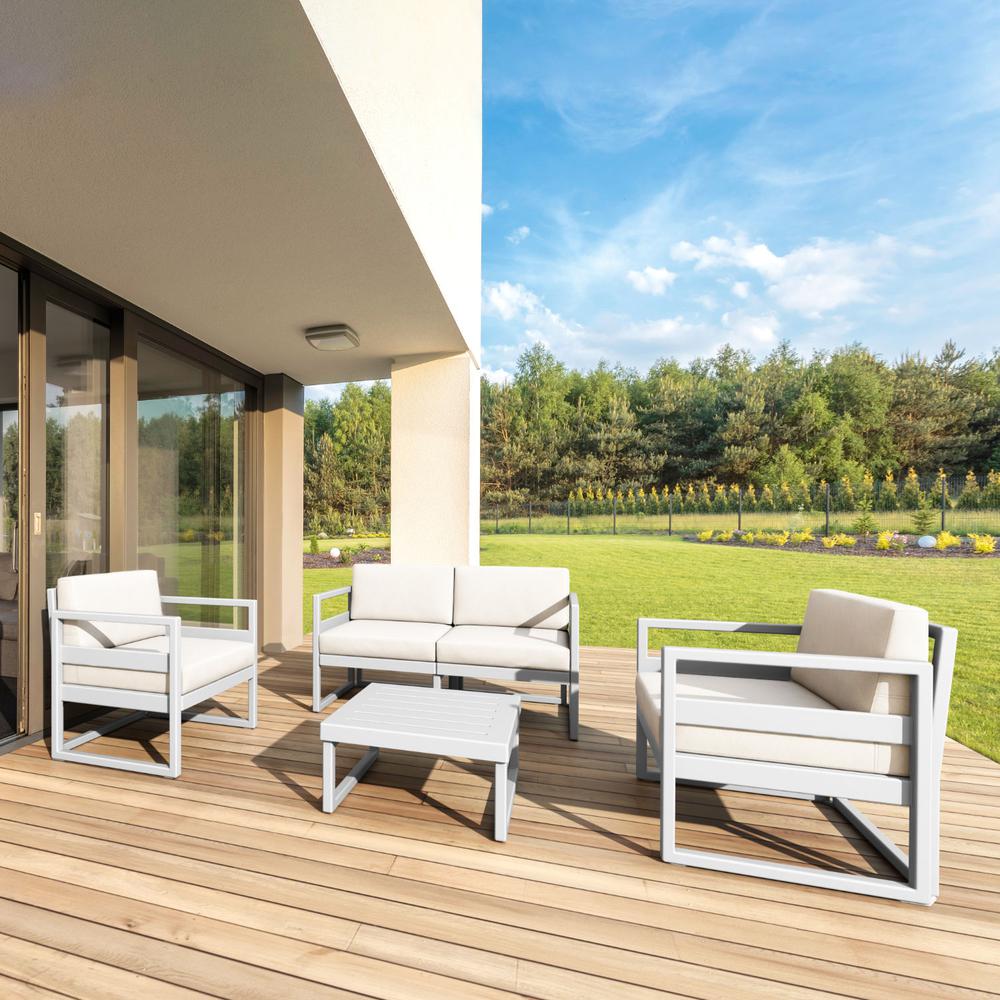 Mykonos Patio Loveseat Silver with Sunbrella Natural Cushion. Picture 7