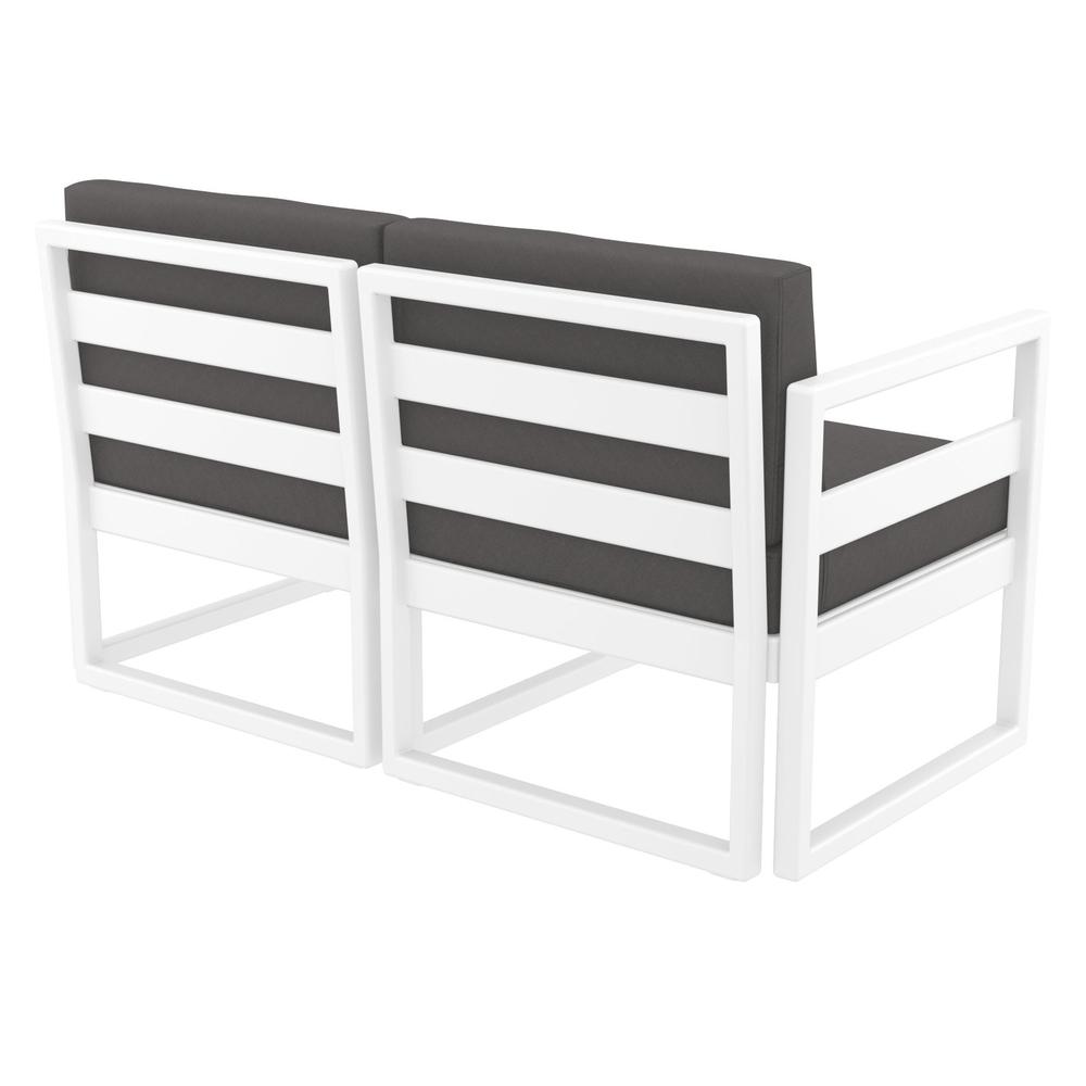 Mykonos Patio Loveseat White with Sunbrella Charcoal Cushion. Picture 6