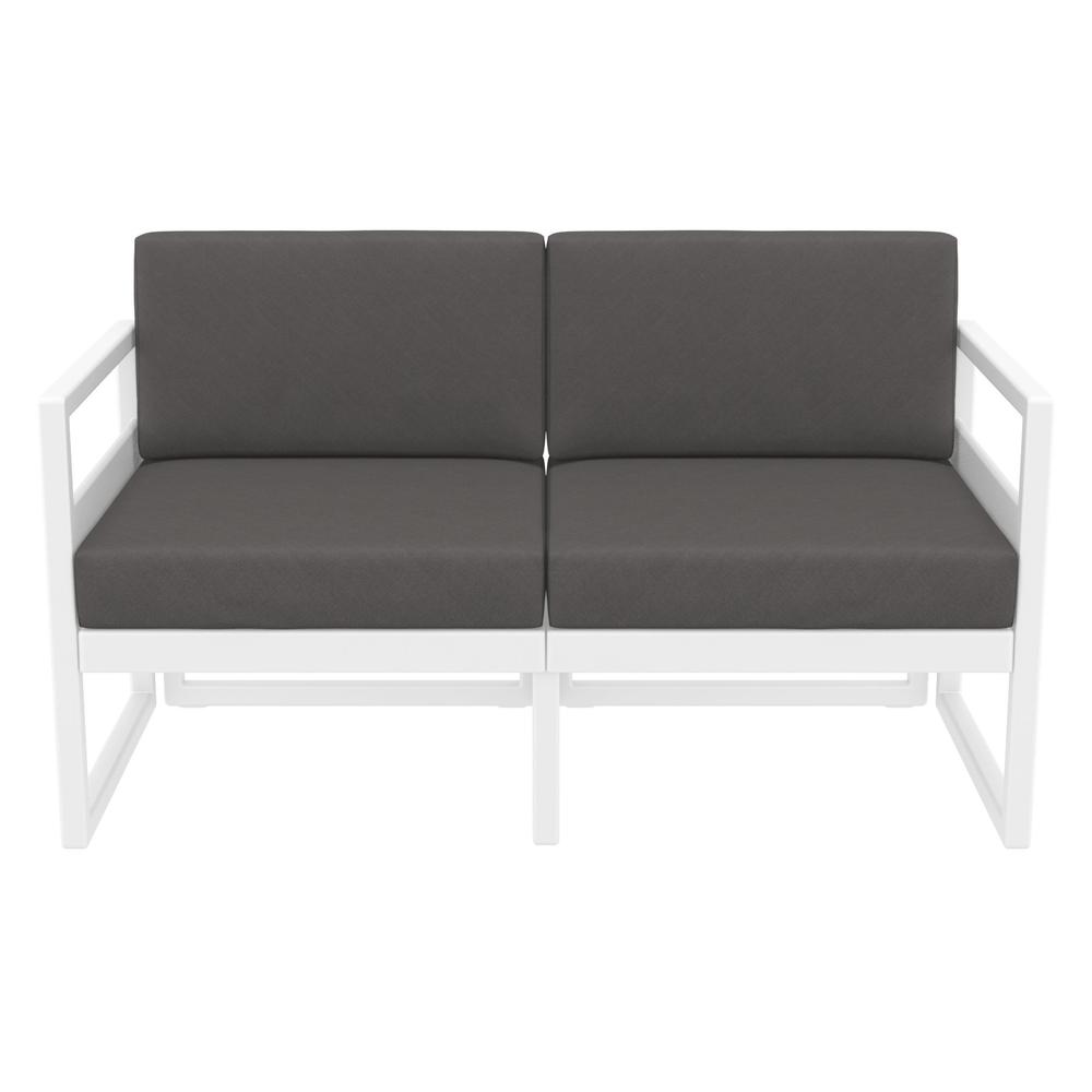 Mykonos Patio Loveseat White with Sunbrella Charcoal Cushion. Picture 7