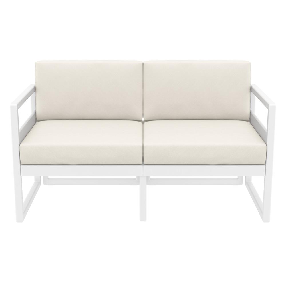 Mykonos Patio Loveseat White with Sunbrella Natural Cushion. Picture 5