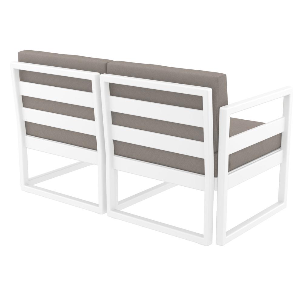 Mykonos Patio Loveseat White with Sunbrella Taupe Cushion. Picture 5