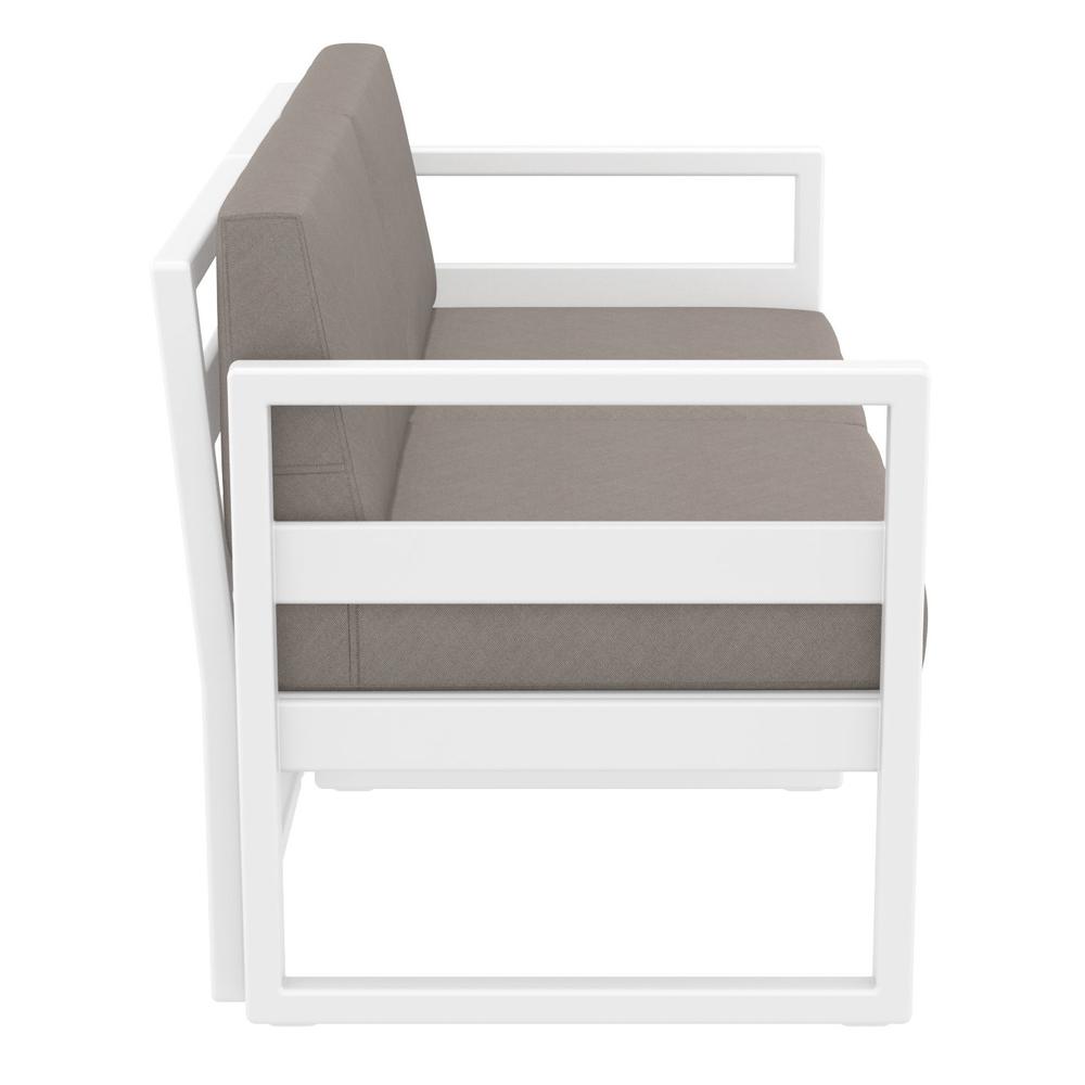 Mykonos Patio Loveseat White with Sunbrella Taupe Cushion. Picture 7