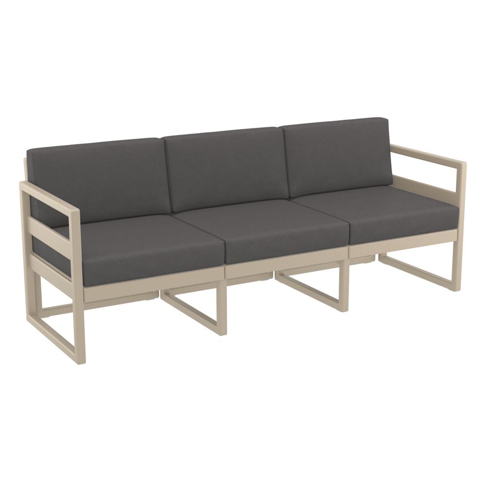 Mykonos Patio Sofa Taupe with Sunbrella Charcoal Cushion. Picture 1