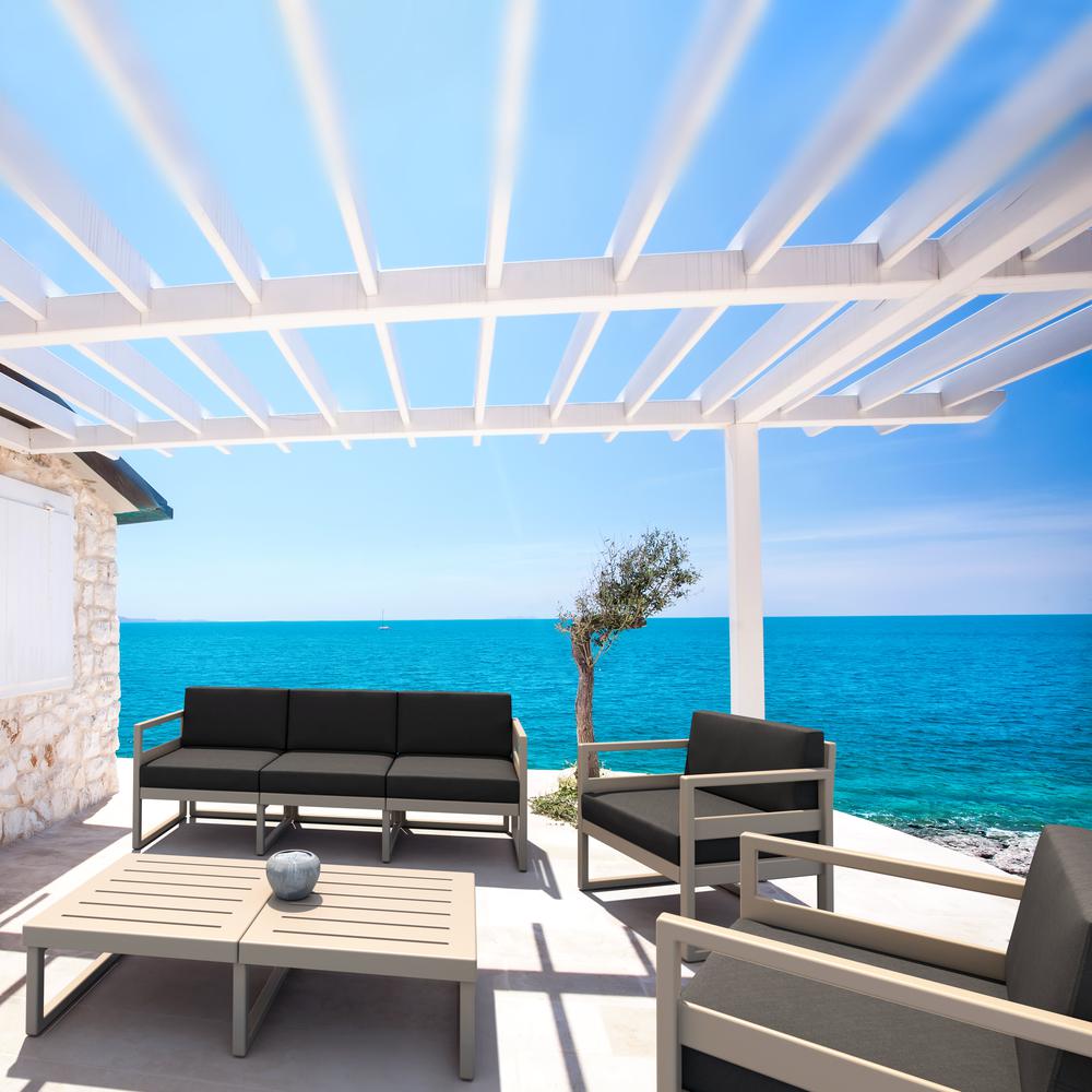 Mykonos Patio Sofa Taupe with Sunbrella Charcoal Cushion. Picture 4