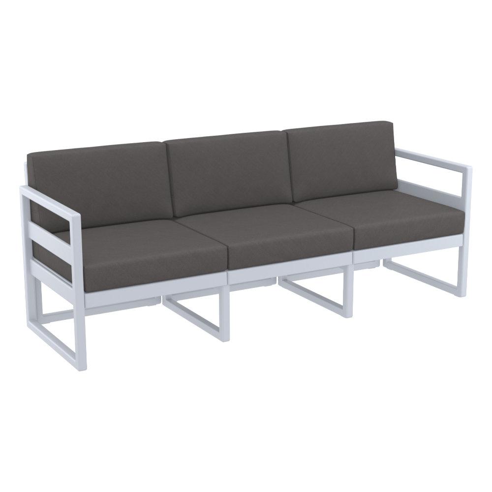 Mykonos Patio Sofa Silver with Sunbrella Charcoal Cushion. Picture 1