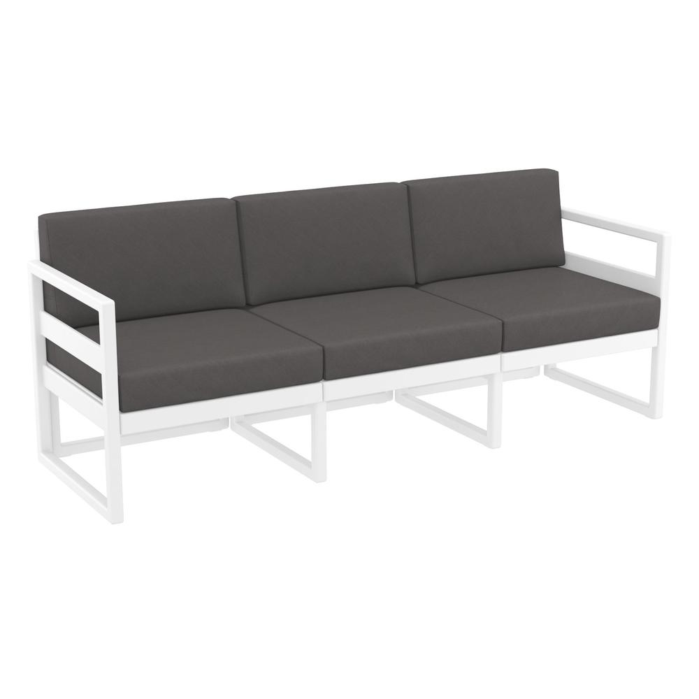 Mykonos Patio Sofa White with Sunbrella Charcoal Cushion. Picture 1