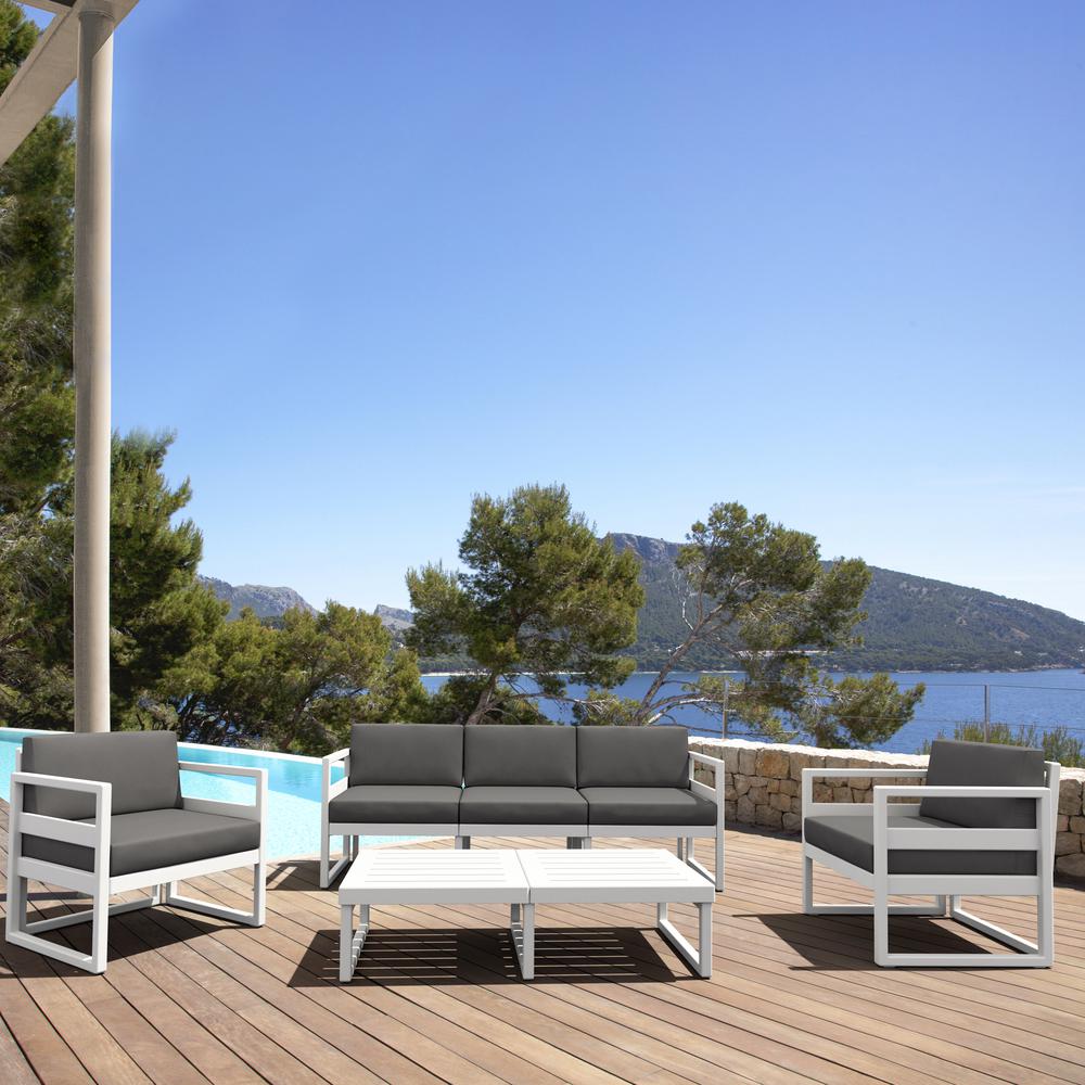 Mykonos Patio Sofa White with Sunbrella Charcoal Cushion. Picture 4