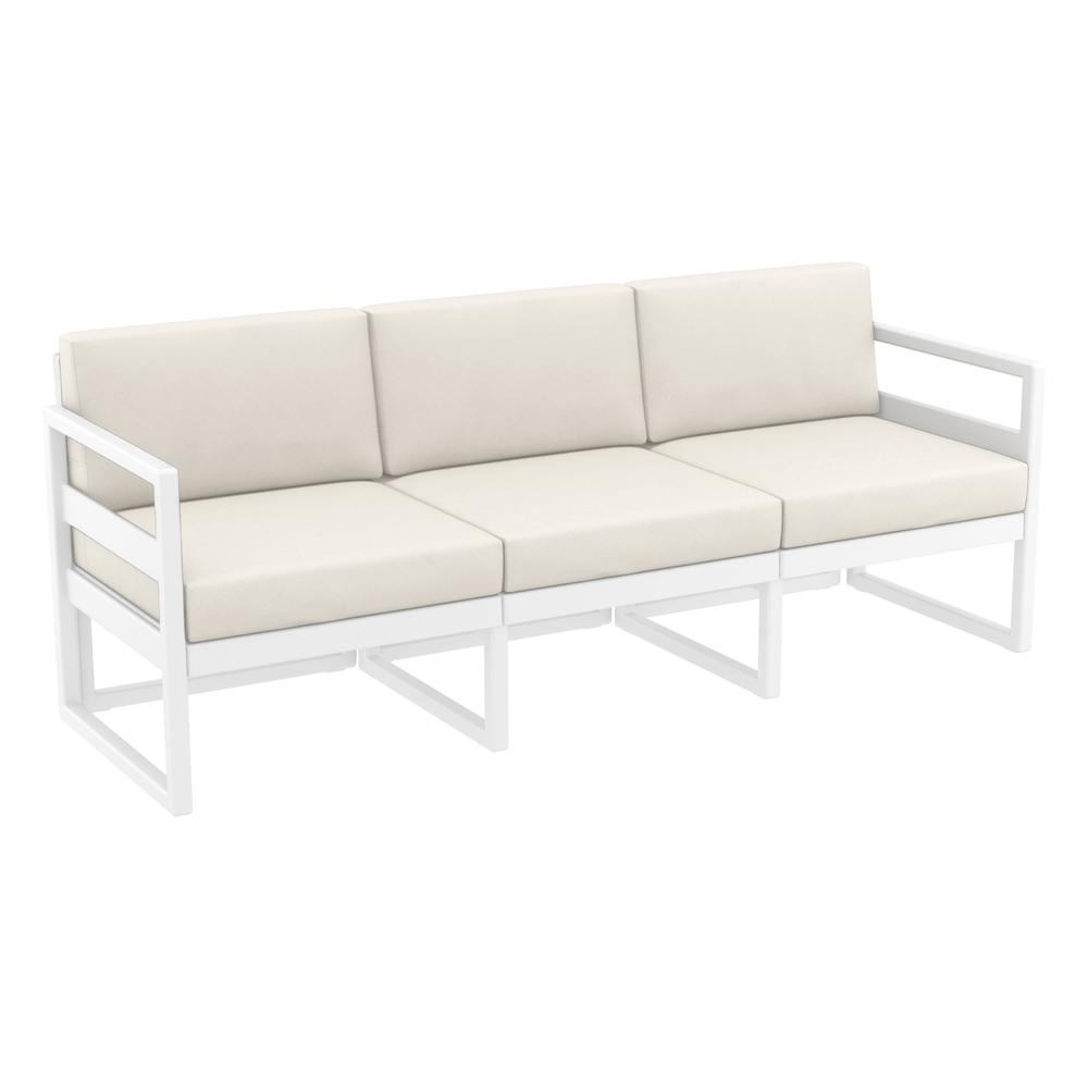 Mykonos Patio Sofa White with Sunbrella Natural Cushion. Picture 1