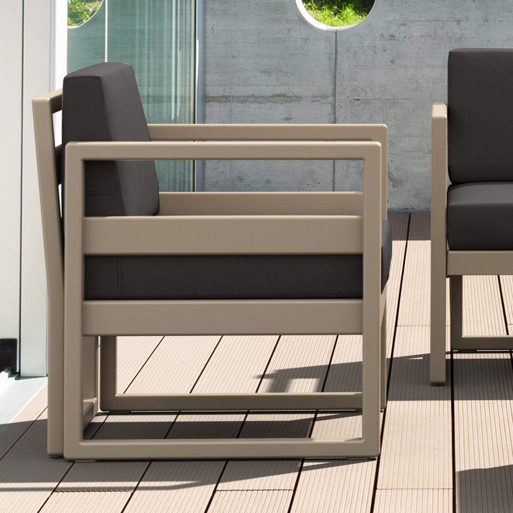 Mykonos Patio Club Chair Taupe with Sunbrella Charcoal Cushion. Picture 3
