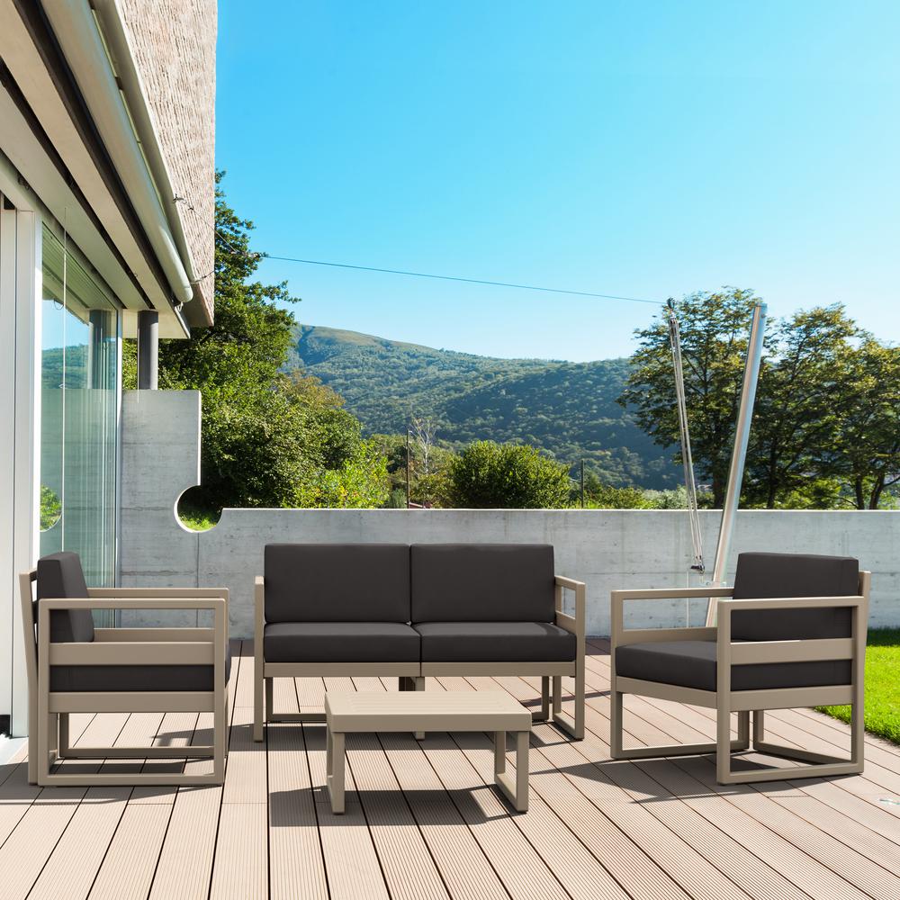 Mykonos Patio Club Chair Taupe with Sunbrella Charcoal Cushion. Picture 5