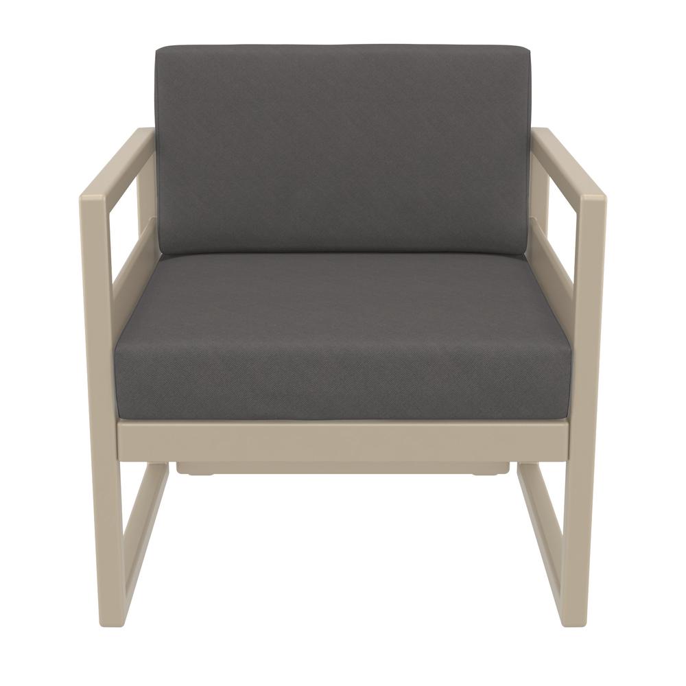 Mykonos Patio Club Chair Taupe with Sunbrella Charcoal Cushion. Picture 8