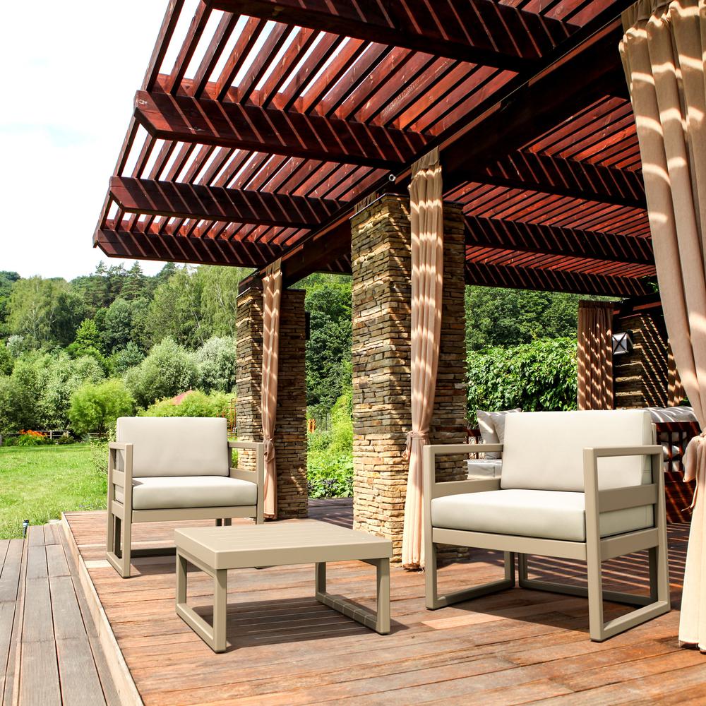 Mykonos Patio Club Chair Taupe with Sunbrella Natural Cushion. Picture 4