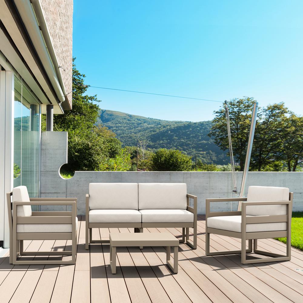 Mykonos Patio Club Chair Taupe with Sunbrella Natural Cushion. Picture 5