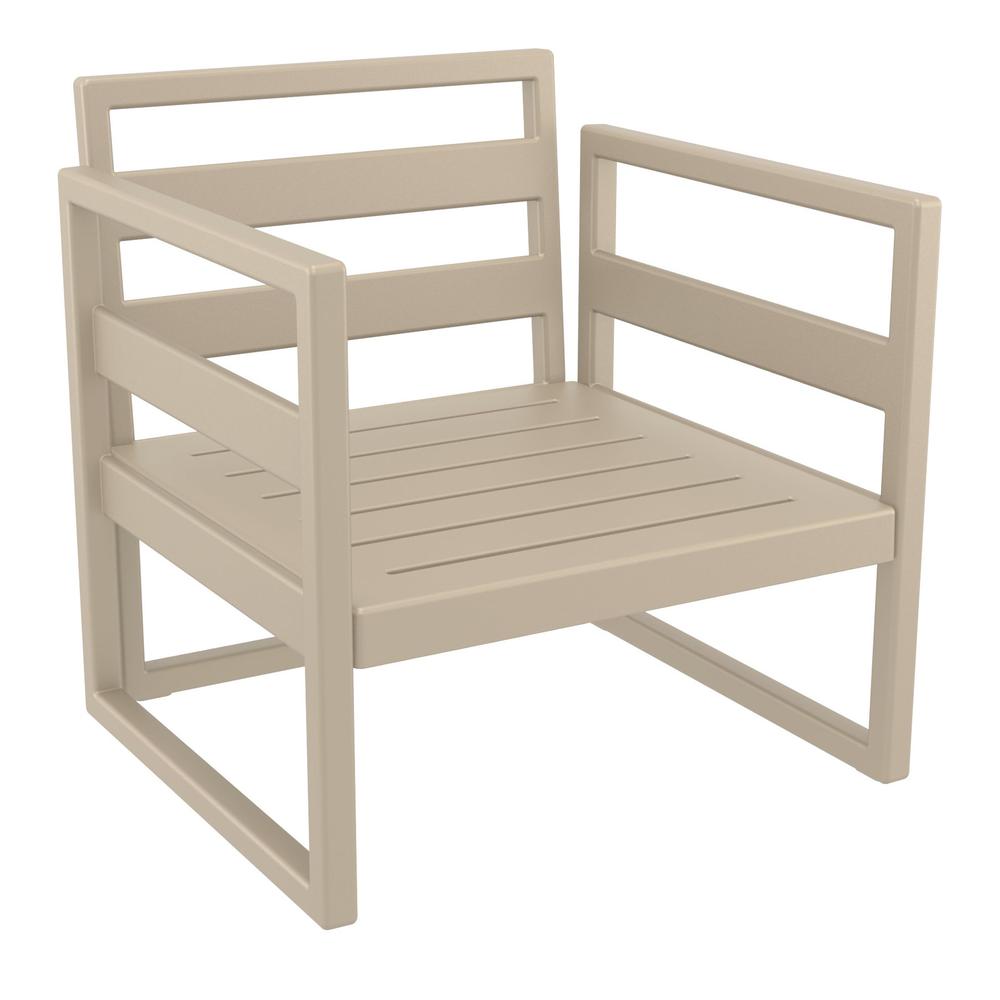 Mykonos Patio Club Chair Taupe with Sunbrella Natural Cushion. Picture 10