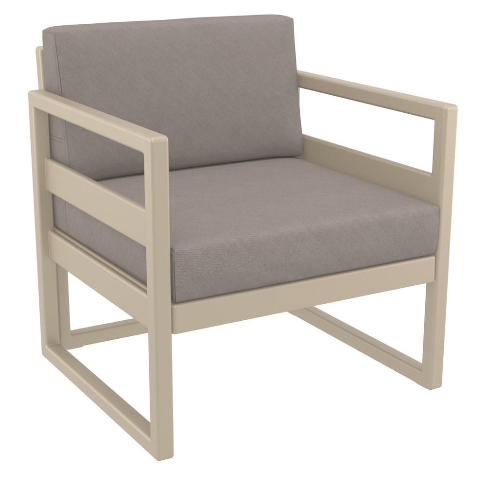 Mykonos Patio Club Chair Taupe with Sunbrella Taupe Cushion. Picture 1