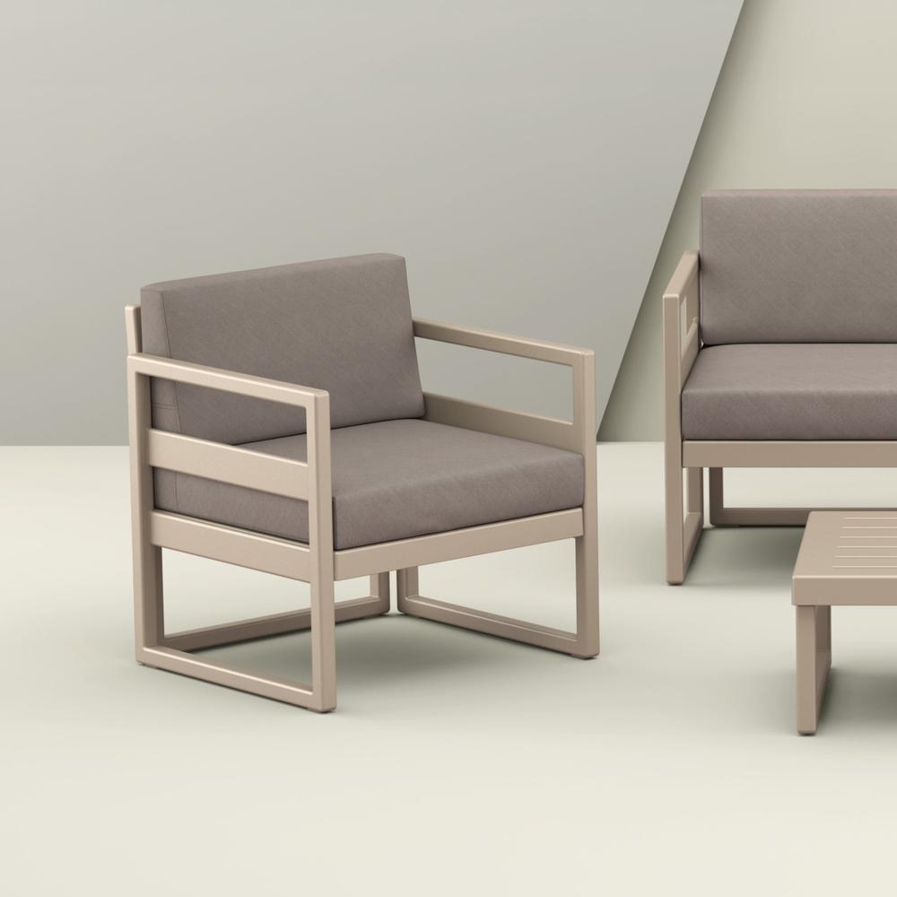 Mykonos Patio Club Chair Taupe with Sunbrella Taupe Cushion. Picture 3