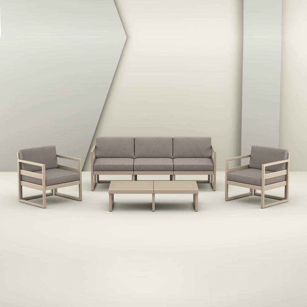 Mykonos Patio Club Chair Taupe with Sunbrella Taupe Cushion. Picture 4