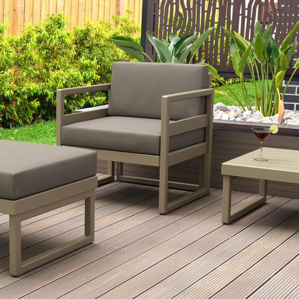 Mykonos Patio Club Chair Taupe with Sunbrella Taupe Cushion. Picture 5