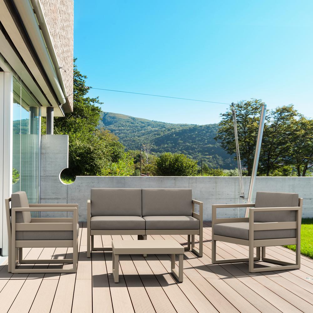 Mykonos Patio Club Chair Taupe with Sunbrella Taupe Cushion. Picture 6