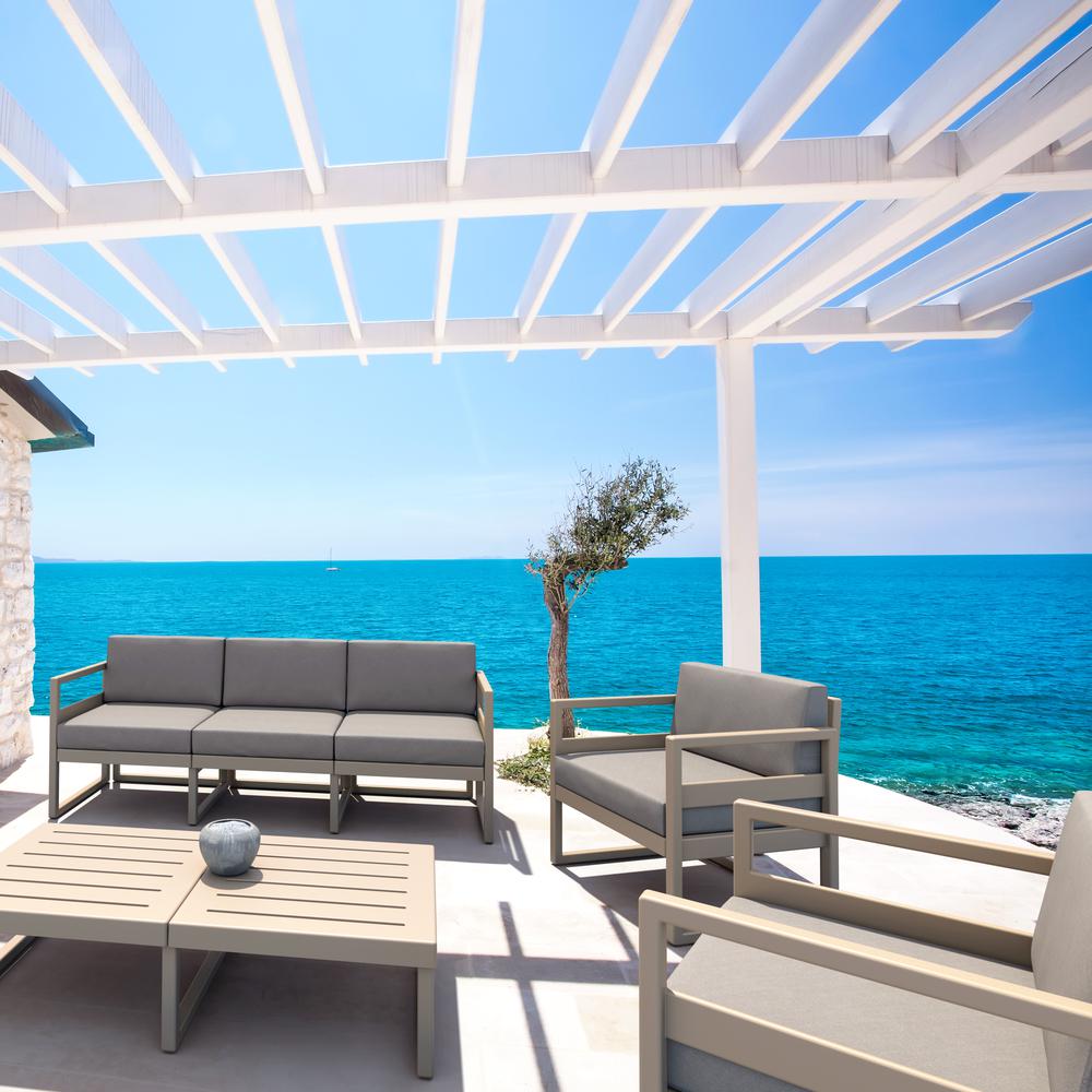 Mykonos Patio Club Chair Taupe with Sunbrella Taupe Cushion. Picture 7