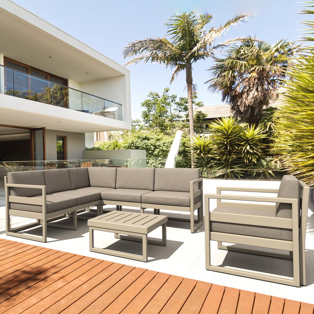 Mykonos Patio Club Chair Taupe with Sunbrella Taupe Cushion. Picture 8