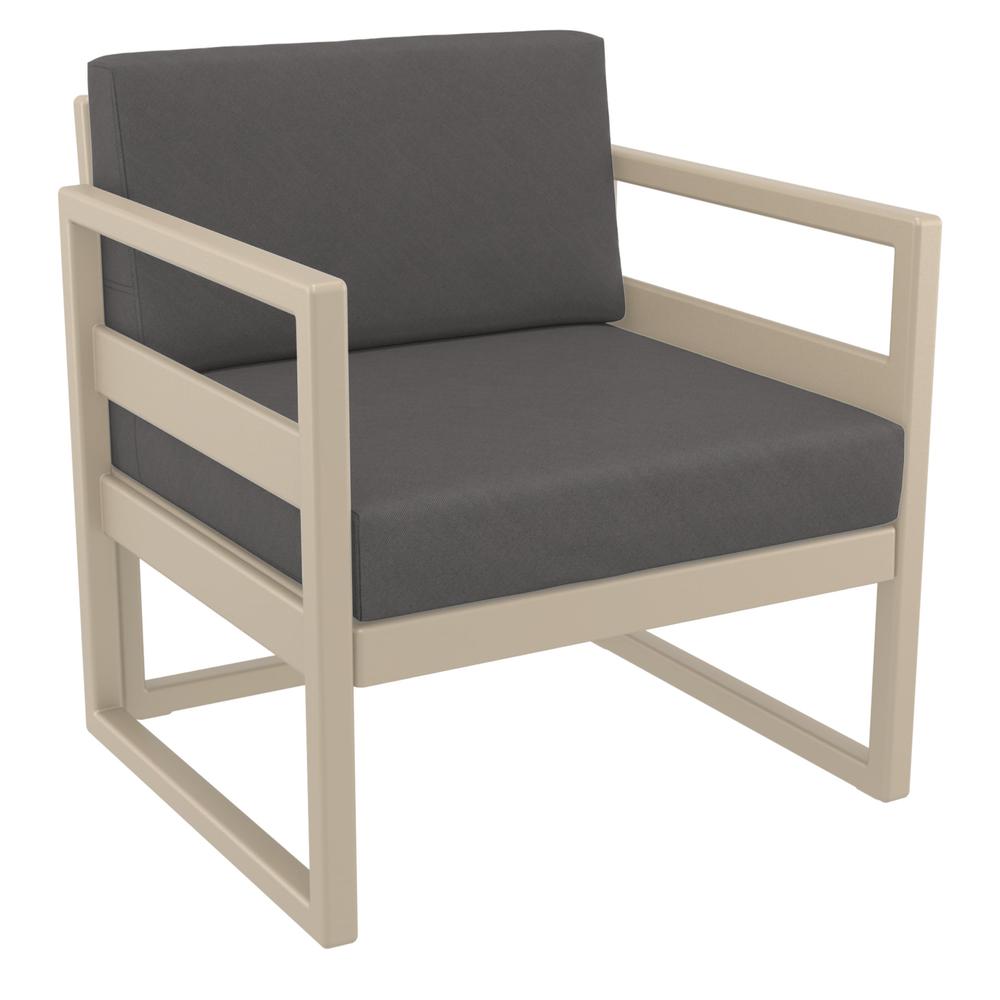 Mykonos Club Seating Set 3 piece Taupe with Sunbrella Charcoal Cushion. Picture 2