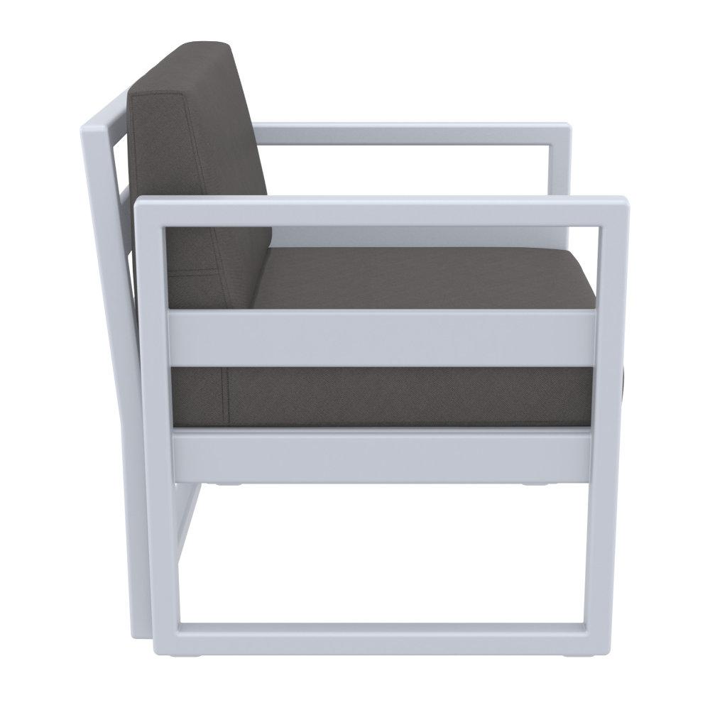 Mykonos Club Seating Set 3 piece Silver with Sunbrella Charcoal Cushion. Picture 4