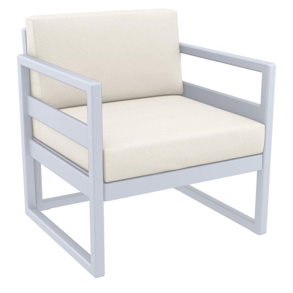 Mykonos Club Seating Set 3 piece Silver with Sunbrella Natural Cushion. Picture 2