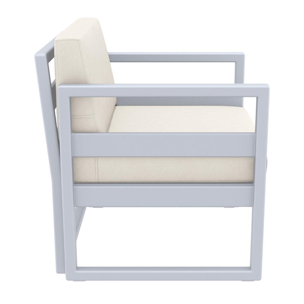Mykonos Club Seating Set 3 piece Silver with Sunbrella Natural Cushion. Picture 4