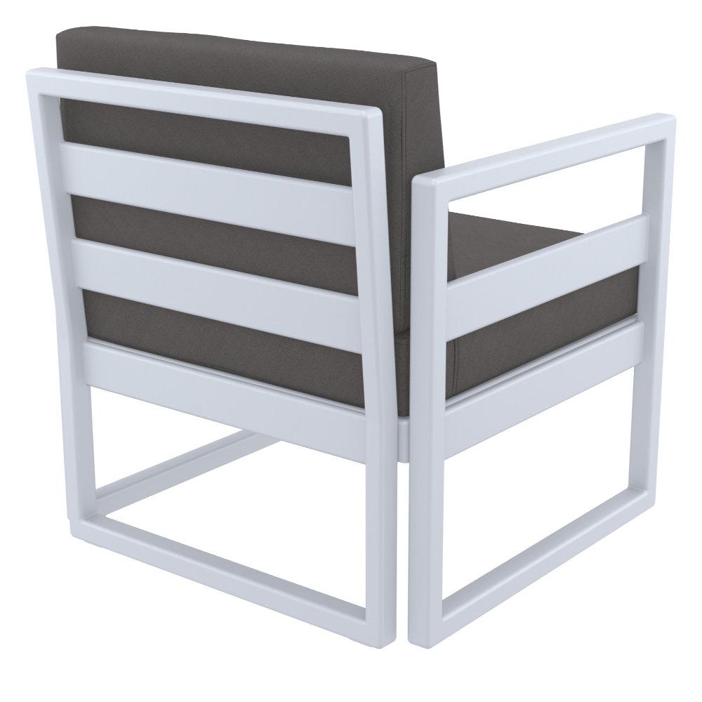 Mykonos Patio Club Chair Silver with Sunbrella Charcoal Cushion. Picture 2