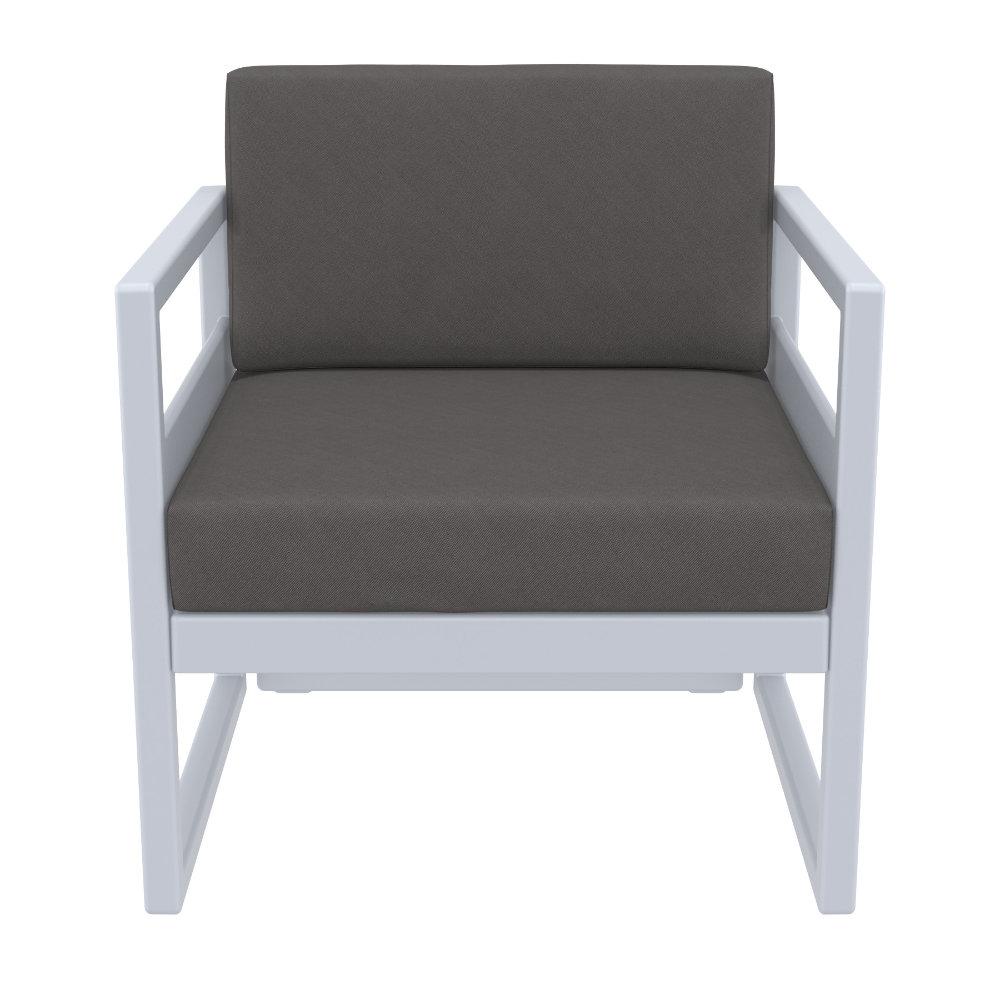 Mykonos Patio Club Chair Silver with Sunbrella Charcoal Cushion. Picture 3
