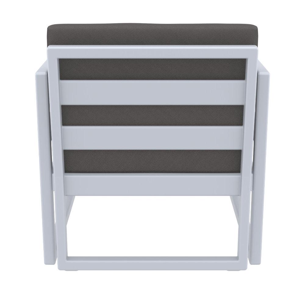 Mykonos Patio Club Chair Silver with Sunbrella Charcoal Cushion. Picture 5