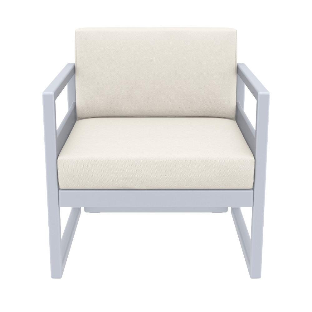 Mykonos Patio Club Chair Silver with Sunbrella Natural Cushion. Picture 3