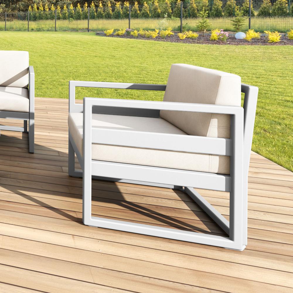 Mykonos Patio Club Chair Silver with Sunbrella Natural Cushion. Picture 6