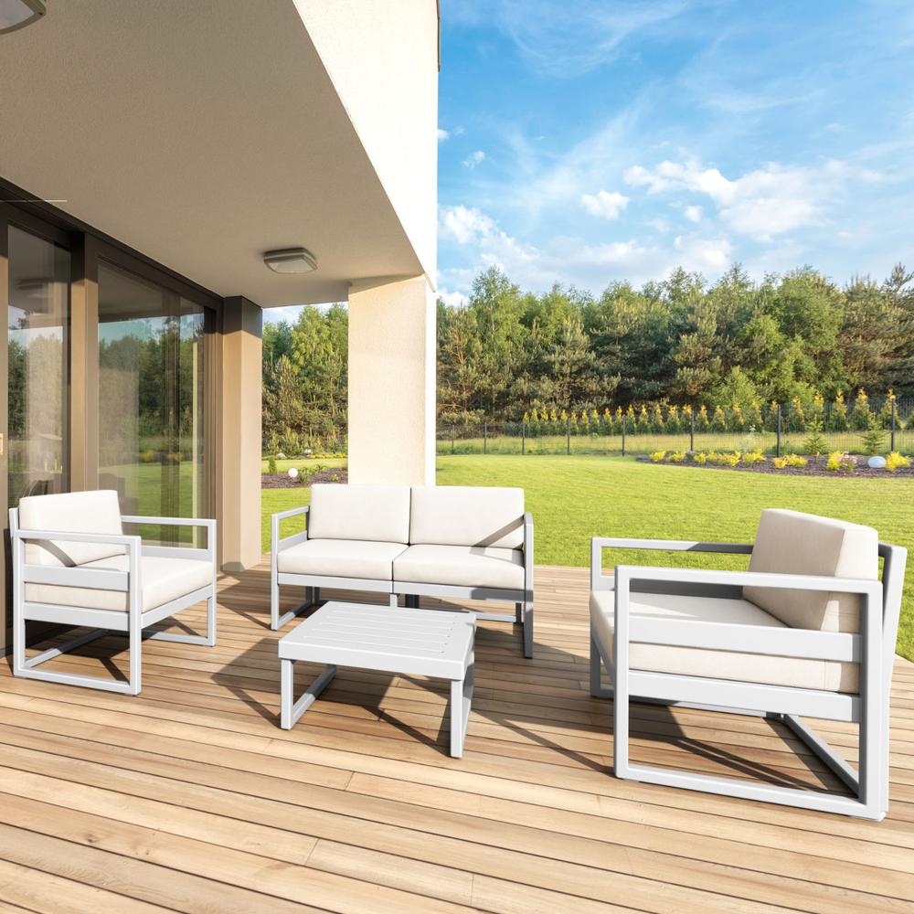 Mykonos Patio Club Chair Silver with Sunbrella Natural Cushion. Picture 8