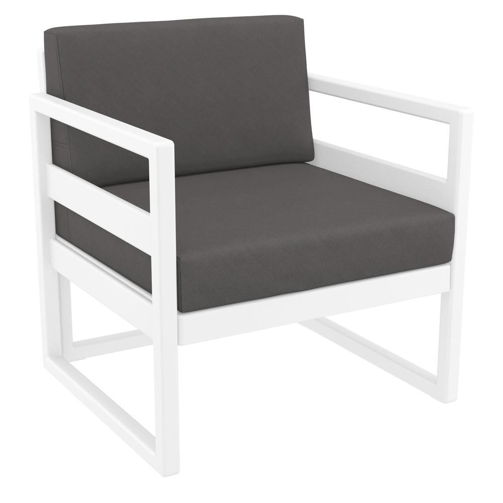 Mykonos Patio Club Chair White with Sunbrella Charcoal Cushion. Picture 1