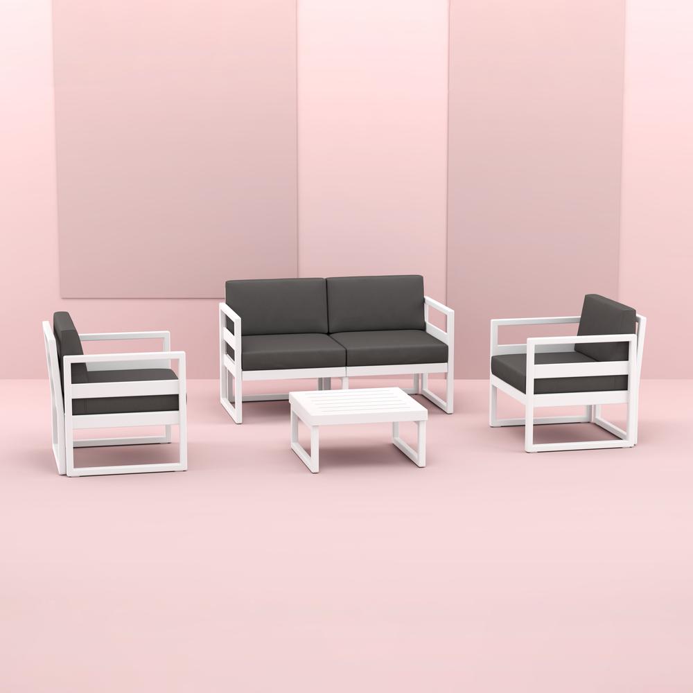 Mykonos Patio Club Chair White with Sunbrella Charcoal Cushion. Picture 2