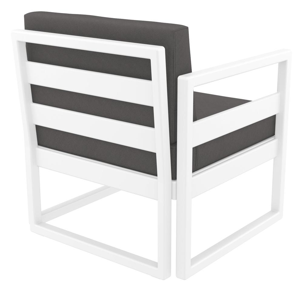 Mykonos Patio Club Chair White with Sunbrella Charcoal Cushion. Picture 7