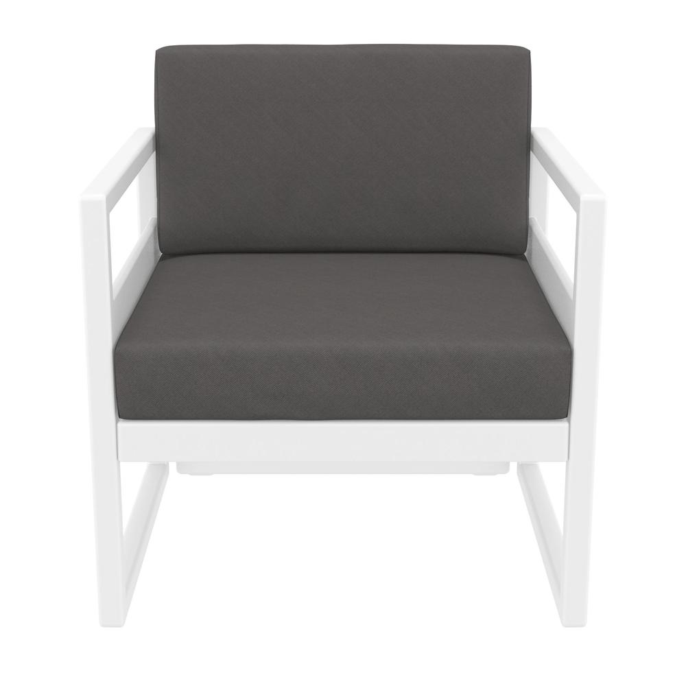 Mykonos Patio Club Chair White with Sunbrella Charcoal Cushion. Picture 8