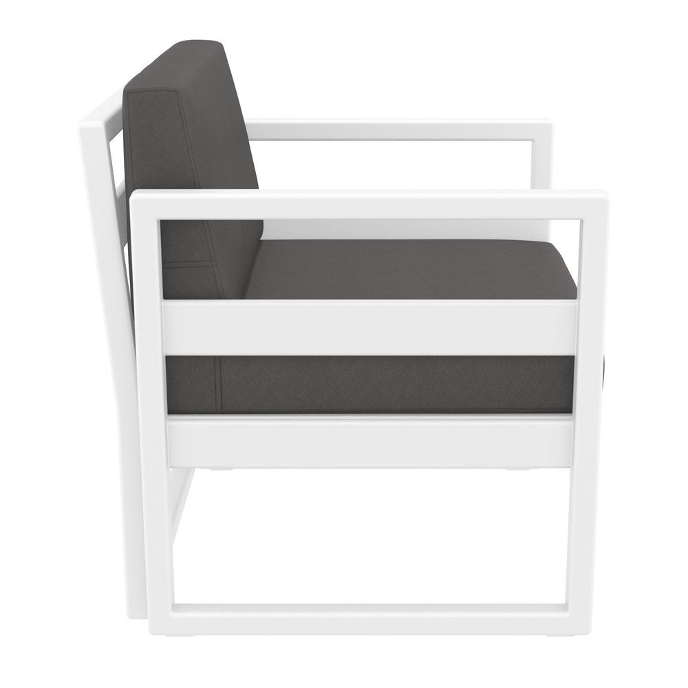 Mykonos Patio Club Chair White with Sunbrella Charcoal Cushion. Picture 9