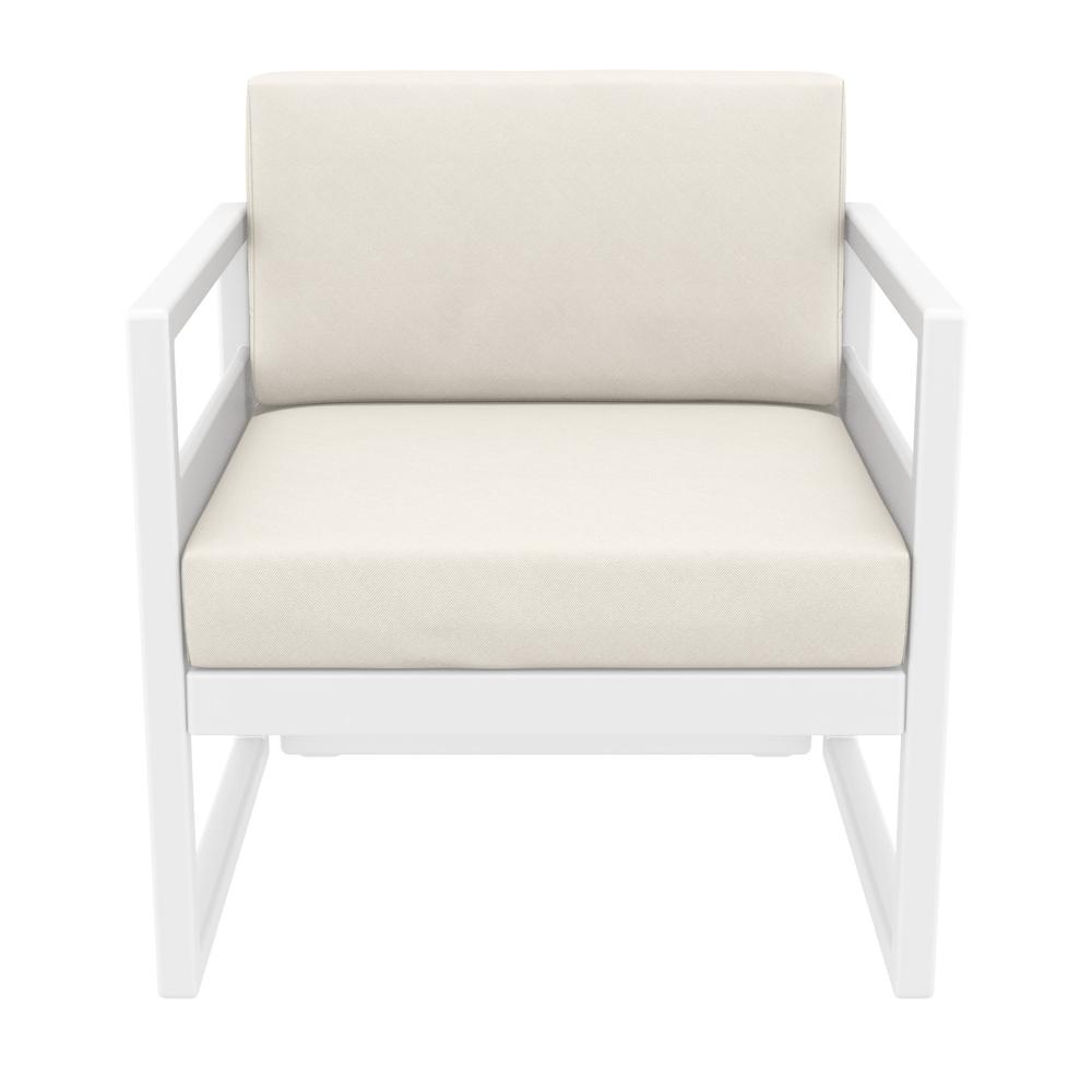 Mykonos Patio Club Chair White with Sunbrella Natural Cushion. Picture 7