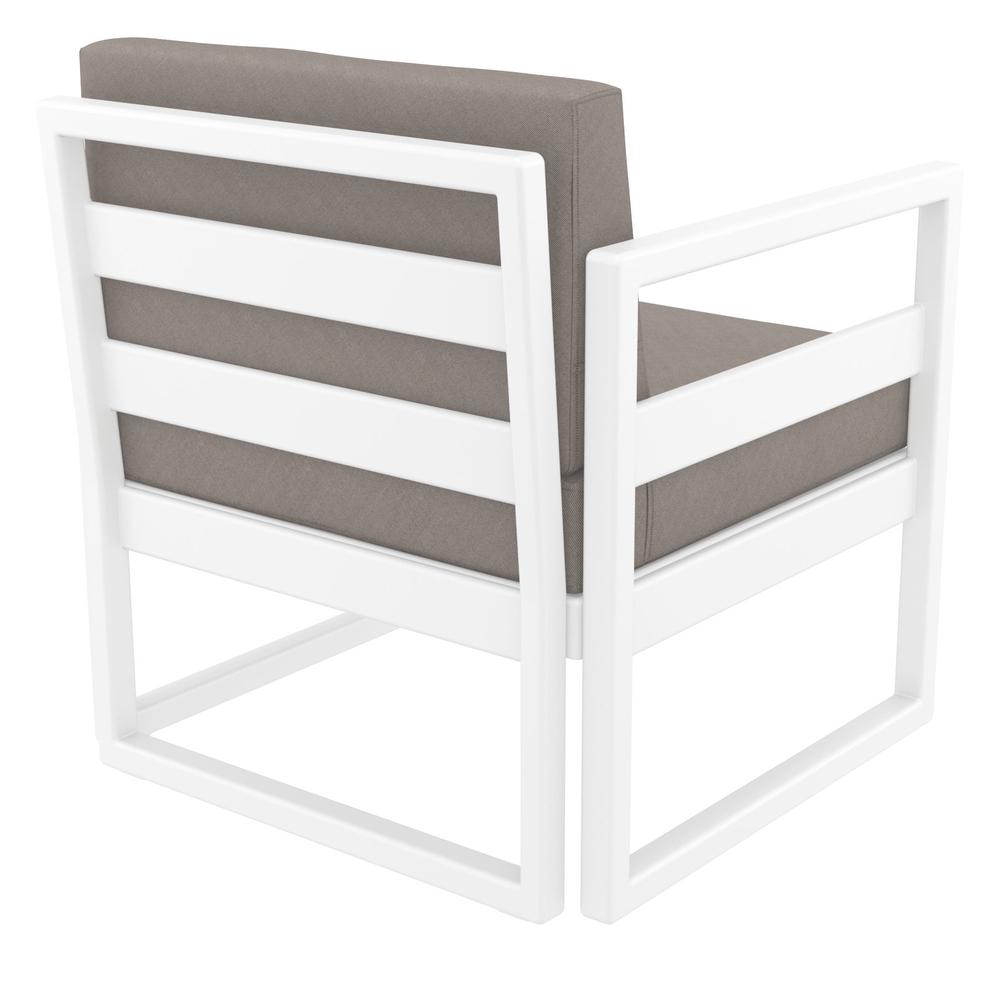 Mykonos Patio Club Chair White with Sunbrella Taupe Cushion. Picture 7