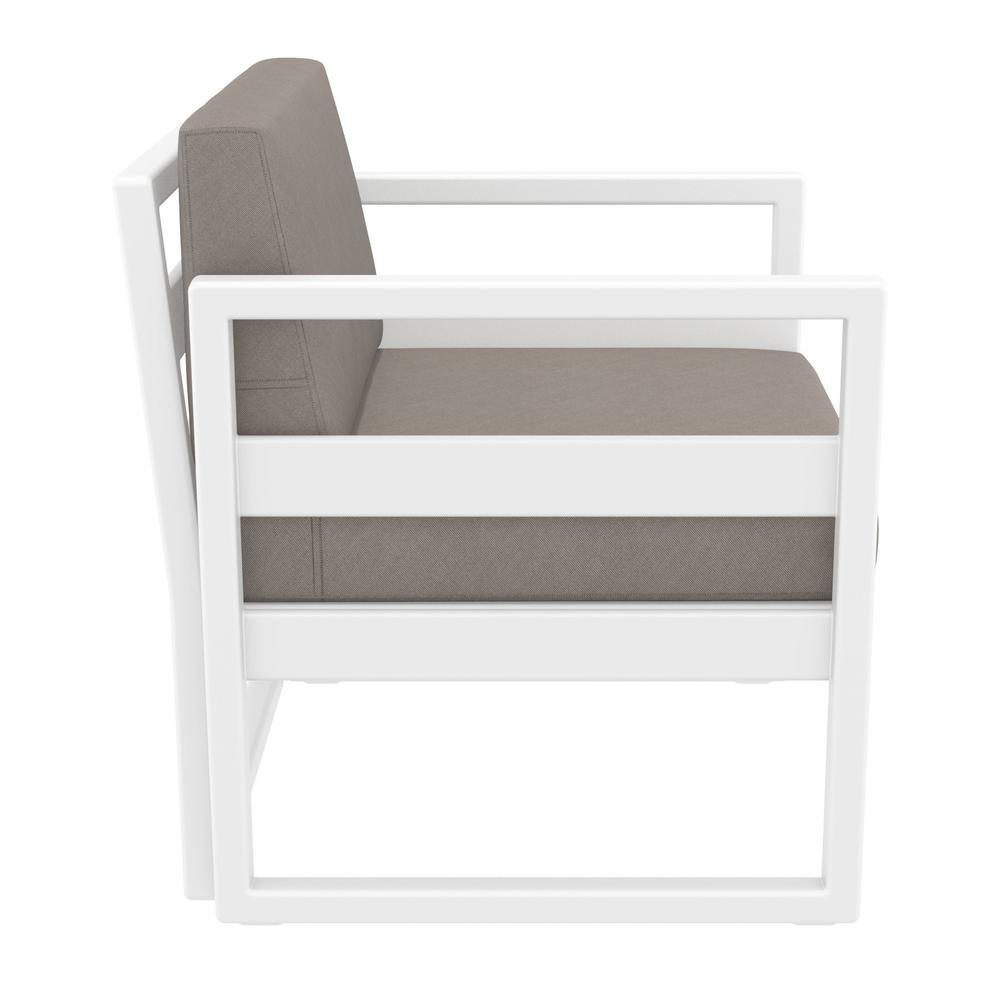 Mykonos Patio Club Chair White with Sunbrella Taupe Cushion. Picture 9
